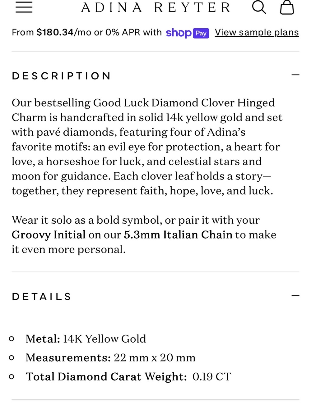 Gold Four-Leaf Clover Charm Necklace Pendant - Picture 4 of 4
